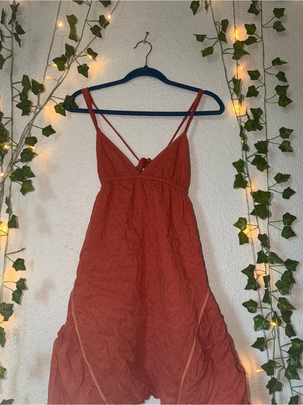 Vintage Billabong Rust Orange Tie-Front Midi Sundress
